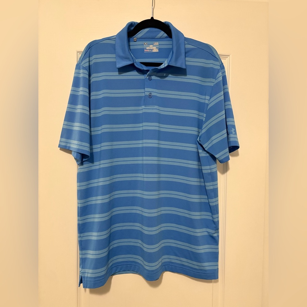 Under Armour Light Blue Striped Men's Polo